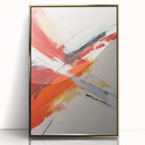 Framed wall art featuring abstract strokes and lines in gold and neutral tones, perfect for modern decor. Enhances any living space with elegance and style.
