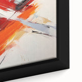 Abstract wall art featuring dynamic strokes and lines in vibrant colors, framed for display. The design showcases a modern aesthetic ideal for contemporary decor.