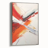 Framed canvas wall art showcasing an abstract design with interwoven strokes and lines in silver hues, ideal for modern home decor. Perfect for enhancing artistic interiors.