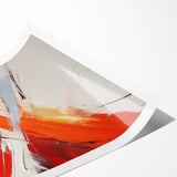 Abstract wall art print showcasing vibrant strokes and lines in shades of blue, orange, and yellow, ideal for modern home decor and artistic expression.