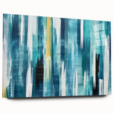 Abstract wall art featuring bold strokes and lines in a variety of colors, displayed against a sleek acrylic glass background, showcasing a modern artistic design perfect for contemporary decor.