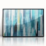 Framed wall art showcasing an abstract design with colorful strokes and lines on a black background, perfect for modern decor and artistic spaces. The piece adds a vibrant touch to any room, enhancing aesthetic appeal and artistic expression.