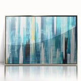 Framed abstract wall art featuring elegant silver strokes and lines design, perfect for modern decor, displayed in a stylish front view setting.
