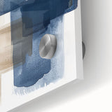 Vibrant abstract strokes and lines design on acrylic glass, showcasing a modern wall art piece with dynamic colors and a sleek finish, ideal for contemporary decor.