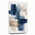 Abstract strokes and lines design wall art collection showcasing vibrant colors and dynamic patterns, displayed in an acrylic glass frame with pins for a modern aesthetic.