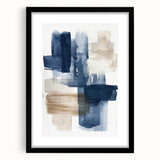 Abstract strokes and lines design in a black-framed wall art piece, featuring a modern aesthetic with matting, ideal for contemporary home decor.