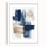 Abstract strokes and lines design framed wall art in white matting, showcasing a modern aesthetic ideal for contemporary spaces, enhancing interior decor.