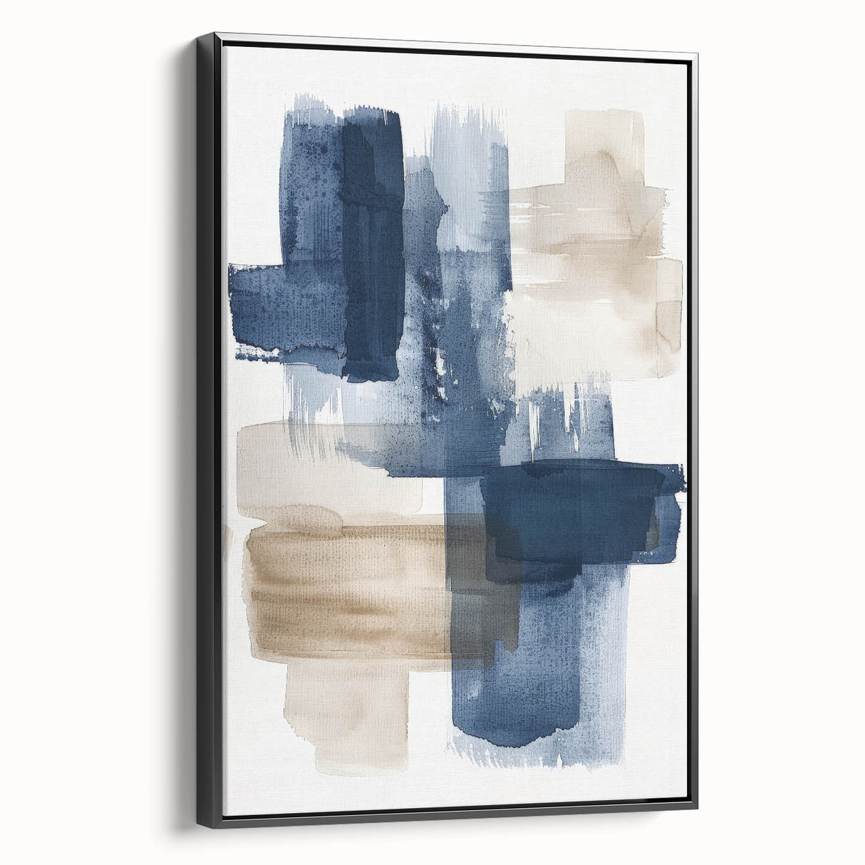 Framed canvas wall art featuring an abstract design of strokes and lines in black and white, showcasing modern artistic flair suitable for contemporary decor.