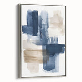 Framed wall art featuring an abstract design with silver strokes and lines, showcasing a modern aesthetic ideal for contemporary home decor. This piece adds elegance and sophistication to any room.