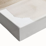 Colorful abstract strokes and lines design on stretched canvas, showcasing vibrant hues of blue, orange, and yellow, perfect for modern home decor.