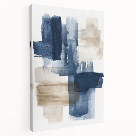 Abstract wall art featuring colorful strokes and lines on a stretched canvas, showcasing an elegant side view design ideal for modern decor.