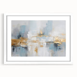 Abstract wall art featuring strokes and lines in a modern design, framed with a white mat, showcasing a stylish aesthetic suitable for contemporary interiors.