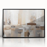 Framed acrylic wall art showcasing an abstract design of colorful strokes and lines, featuring a sleek black frame, perfect for modern home decor.