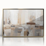 Framed wall art featuring an abstract design of vibrant strokes and lines in gold and blue hues, showcasing a modern aesthetic perfect for contemporary decor.