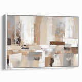 Framed canvas wall art displaying an abstract design of colorful strokes and lines on a white background, showcasing modern artistic flair for home decor.