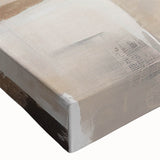 Close-up of a vibrant abstract wall art canvas showcasing dynamic strokes and lines in shades of blue, yellow, and orange, perfect for modern decor.