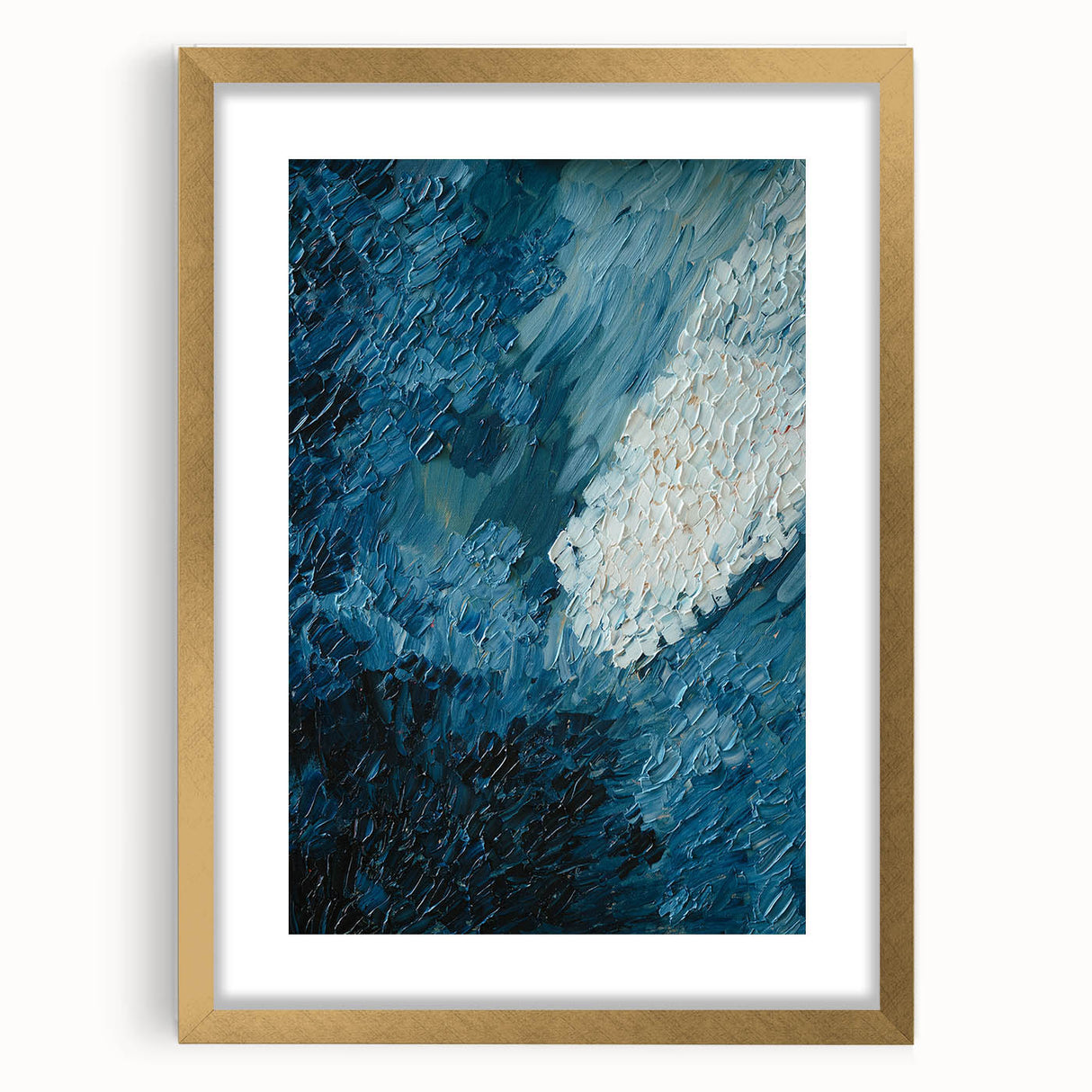 Abstract strokes and lines design in a gold-framed wall art piece, featuring a modern and elegant aesthetic, perfect for contemporary home decor.