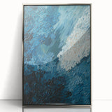 Framed wall art showcasing an abstract design of silver strokes and lines, featuring a modern aesthetic perfect for contemporary decor.