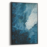 Framed canvas wall art showcasing an abstract design with dynamic strokes and lines in black and white, perfect for modern home decor. The artwork features a sleek side view, emphasizing its elegant frame and contemporary style, ideal for adding a touch of sophistication to any room.