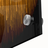 Close-up of abstract strokes and lines design in a vibrant color palette, showcasing a modern acrylic and glass wall art piece suitable for contemporary decor.