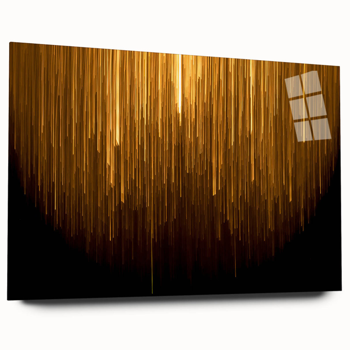 Abstract wall art featuring vibrant strokes and lines in a contemporary design, displayed in an acrylic glass frame, showcasing a modern aesthetic for home decor.