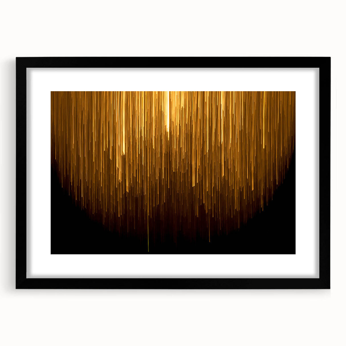 Framed abstract wall art featuring dynamic strokes and lines in muted tones, set against a black mat for a modern aesthetic, ideal for contemporary decor.