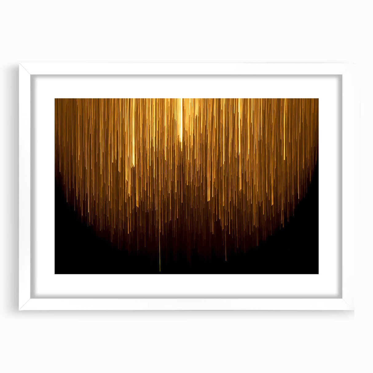 Abstract strokes and lines design wall art in a white frame with matting, showcasing a modern aesthetic ideal for contemporary home decor. Perfect for enhancing living spaces or offices.