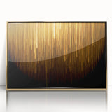 Framed wall art showcasing an abstract design with gold strokes and lines on a white background, adding elegance to modern home decor. Perfect for contemporary art lovers.
