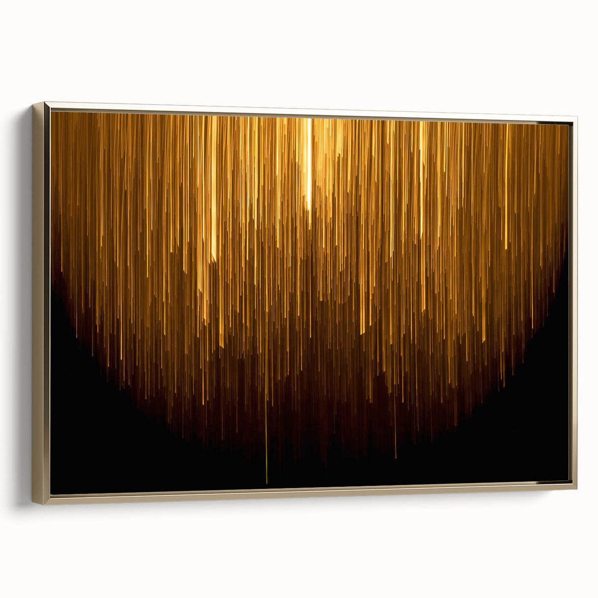 Framed canvas wall art showcasing an abstract design of intertwined gold strokes and lines against a modern backdrop, ideal for contemporary home decor.