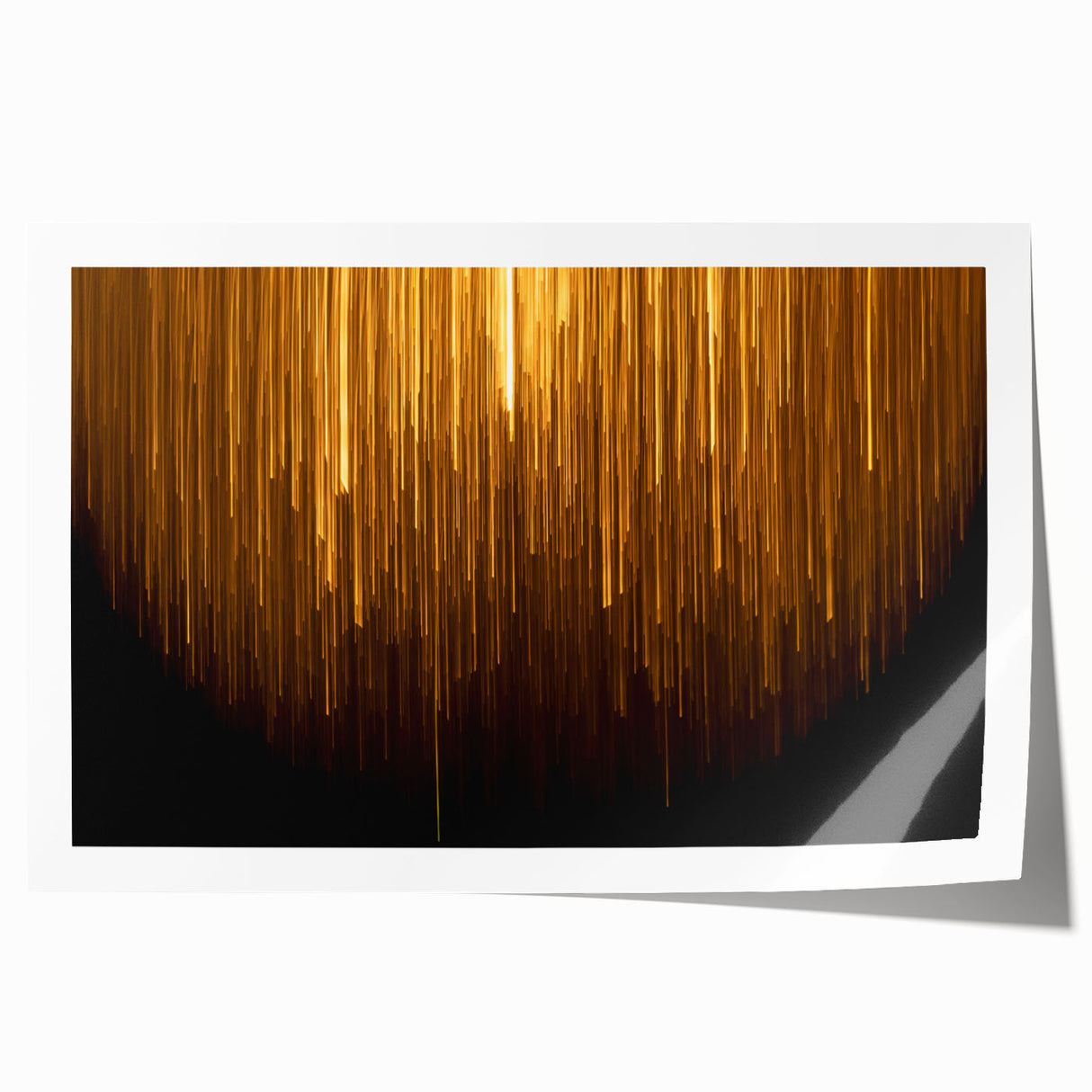 Abstract wall art print featuring vibrant strokes and lines in shades of blue, orange, and gold, perfect for modern home decor, enhancing any living space.