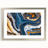 Abstract strokes and lines design wall art, framed with a silver mat, showcasing a modern aesthetic perfect for contemporary decor. Ideal for living rooms or offices.