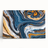 Abstract canvas wall art featuring vibrant strokes and lines in a modern design, leaning against a neutral wall, ideal for contemporary home decor.