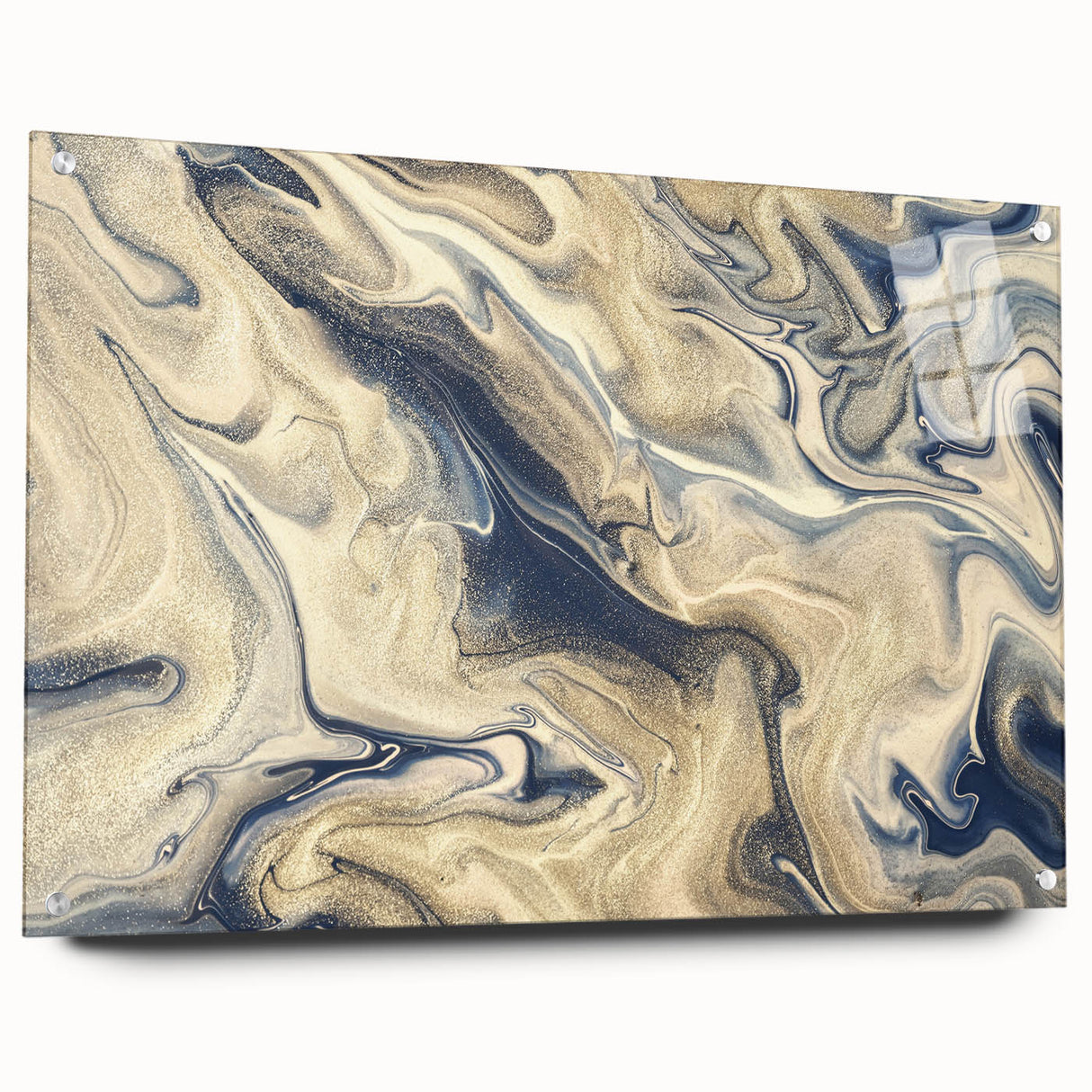 Abstract wall art design showcasing vibrant strokes and lines in rich colors, presented in a side view with pins for hanging, enhancing modern decor aesthetics.