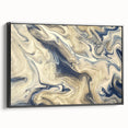 Framed canvas wall art showcasing an abstract design of colorful strokes and lines in a modern aesthetic, presented from a black side view, perfect for contemporary decor.