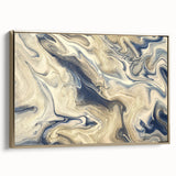Framed wall art showcasing an abstract strokes and lines design in gold, highlighting elegant curves and textures, perfect for modern home décor.