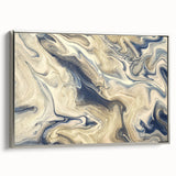 Framed canvas wall art showcasing an abstract design of colorful strokes and lines with a sleek silver frame, ideal for modern home decor.