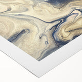 Abstract wall art featuring colorful strokes and lines in vibrant hues of blue, orange, and yellow, printed on high-quality rolled canvas, perfect for modern decor.