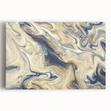 Abstract wall art featuring vibrant strokes and lines in shades of blue, orange, and yellow, printed on stretched canvas, ideal for contemporary decor.