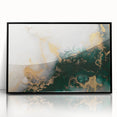 Framed wall art featuring an abstract design with vibrant strokes and lines in a modern aesthetic, highlighted by a sleek black frame, ideal for contemporary decor.