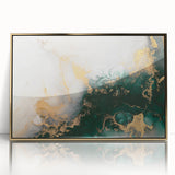 Framed acrylic wall art with abstract strokes and lines in gold and cream tones, showcasing a modern design ideal for contemporary home decor.