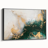 Framed canvas art showcasing an abstract design with bold strokes and lines in black and white, ideal for modern decor in living spaces.