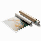 Abstract wall art print showcasing vibrant strokes and lines in shades of blue, orange, and yellow, perfect for modern home decor and artistic interiors.