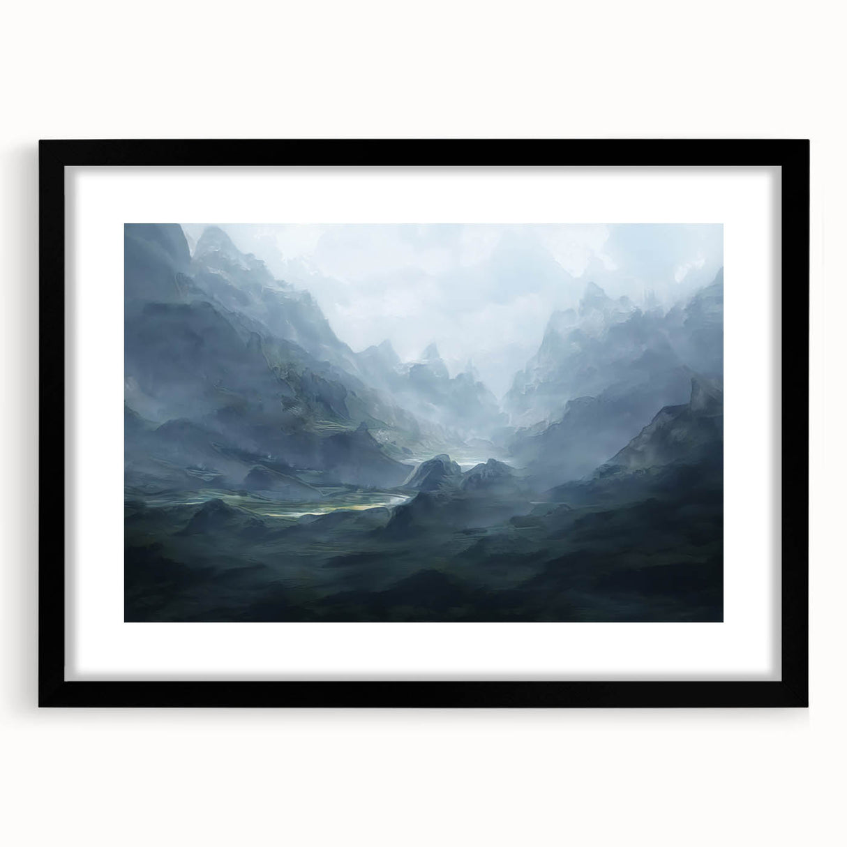 Abstract strokes and lines design wall art framed in black, showcasing a modern aesthetic with a mat finish, perfect for contemporary home decor.