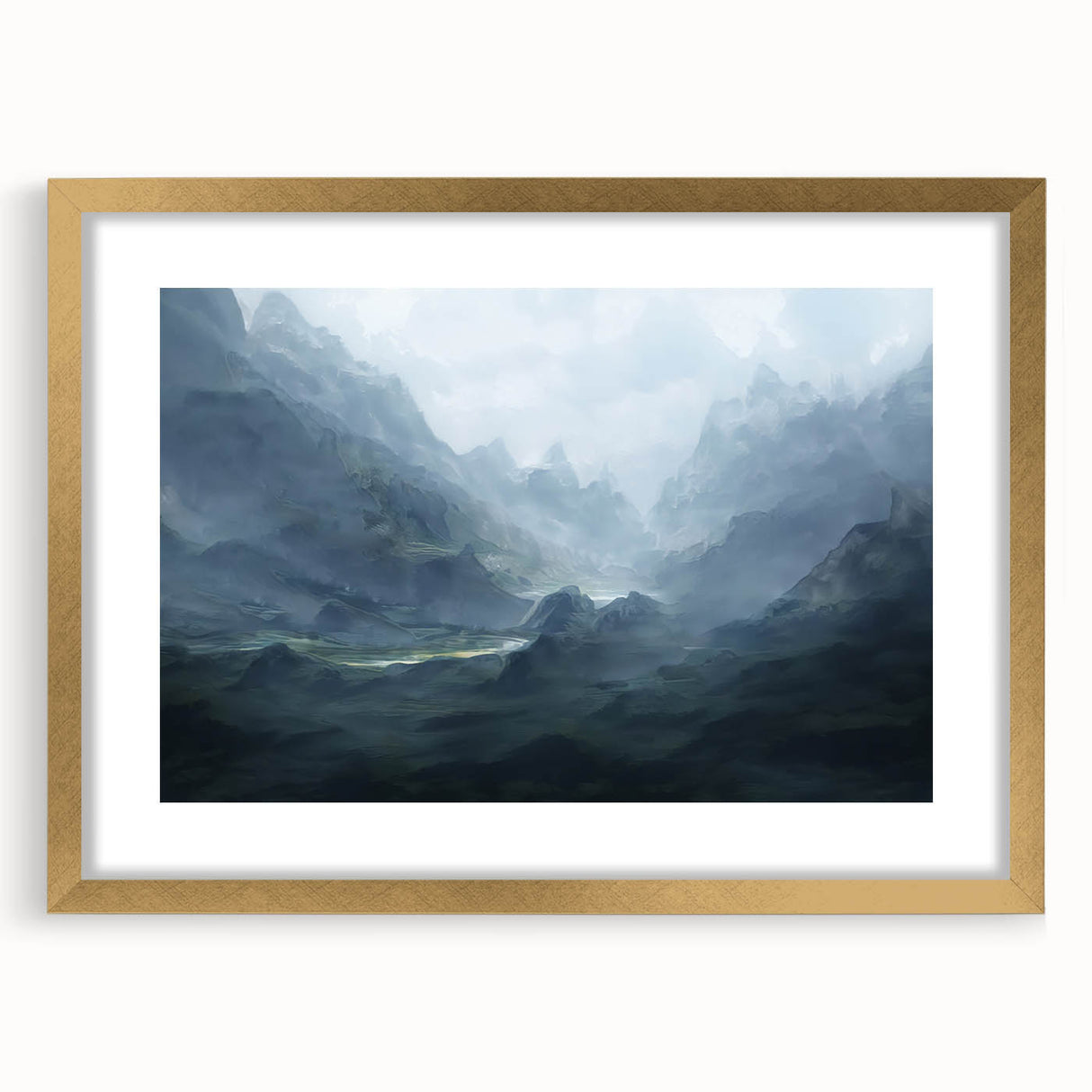 Abstract wall art featuring a collection of colorful strokes and lines, framed with a gold mat, showcasing a modern design perfect for contemporary decor.
