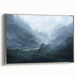 Framed canvas wall art showcasing an elegant abstract design with silver strokes and lines, adding a modern touch to home decor in a stylish setting.