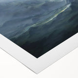 Abstract wall art print showcasing vibrant strokes and lines in shades of blue, orange, and yellow, designed for modern home decor enhancement.