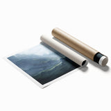 Abstract wall art print showcasing vibrant strokes and lines in a blend of blue, orange, and yellow hues, designed to enhance modern decor settings. Perfect for adding a touch of creativity and color to living spaces.