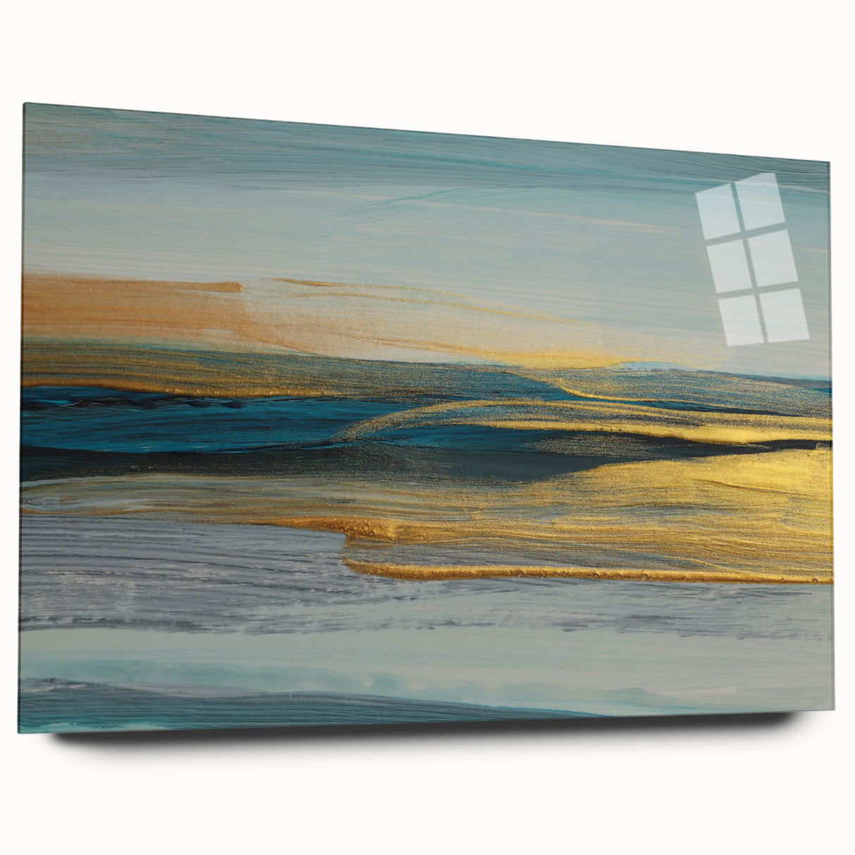 Abstract wall art featuring a vibrant design of colorful strokes and lines on acrylic glass, showcasing a modern aesthetic ideal for contemporary decor.