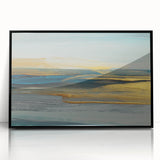 Framed acrylic wall art showcasing an abstract design of colorful strokes and lines, featuring a sleek black frame, perfect for modern decor.