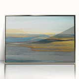 Framed acrylic wall art featuring an abstract design of colorful strokes and lines. The piece showcases a modern aesthetic with silver framing, ideal for contemporary decor.